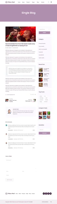 pillow-mart mini website template desktop screenshot