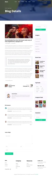 dizzi mini website template desktop screenshot