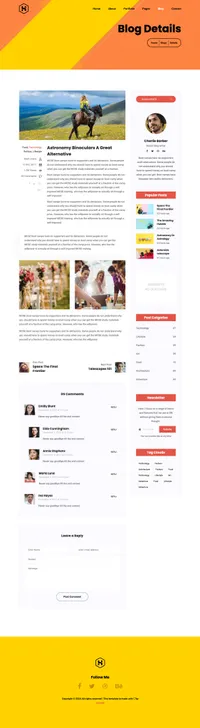 steve mini website template desktop screenshot