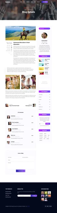 eventure mini website template desktop screenshot
