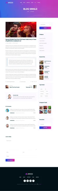 breed2 mini website template desktop screenshot