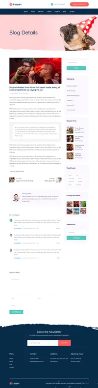 leopet mini website template desktop screenshot