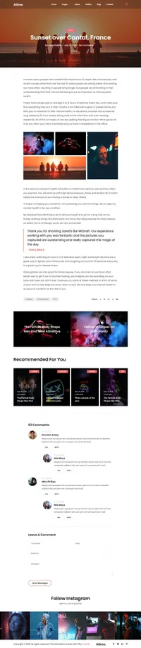 alime mini website template desktop screenshot