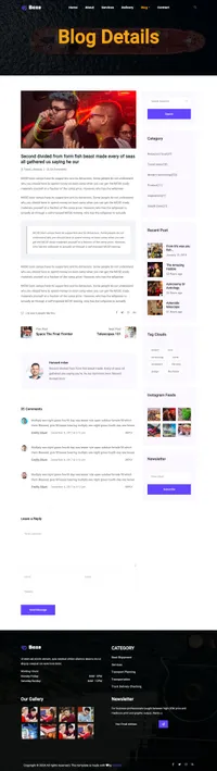 boxe mini website template desktop screenshot