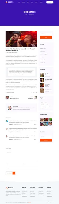 ecobit mini website template desktop screenshot