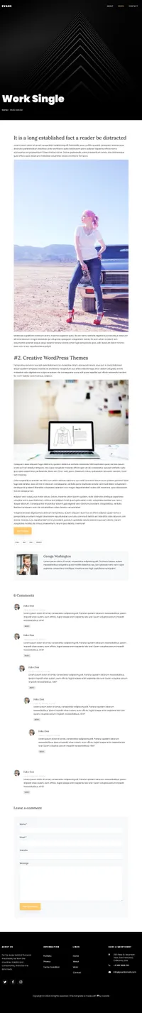 evans mini website template desktop screenshot