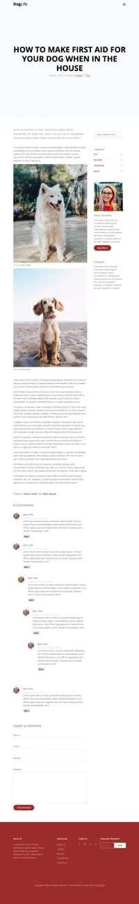 doglife mini website template desktop screenshot