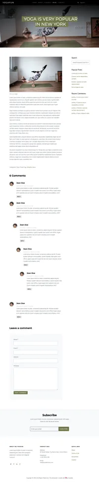 yogafun mini website template desktop screenshot