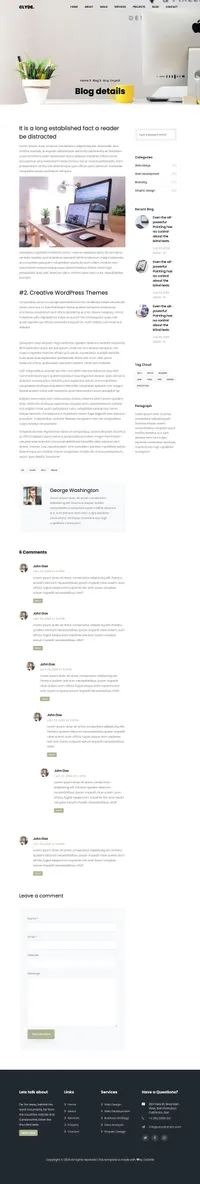 clyde mini website template desktop screenshot