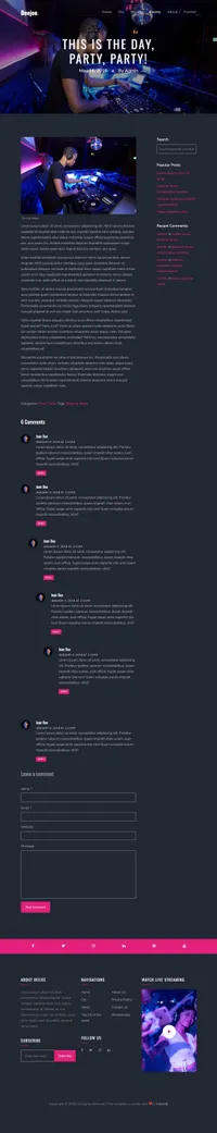 deejee mini website template desktop screenshot