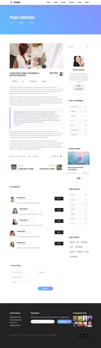 blogger mini website template desktop screenshot