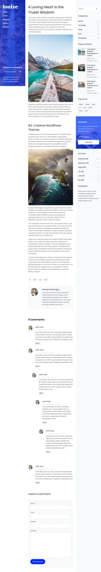 ionize mini website template desktop screenshot