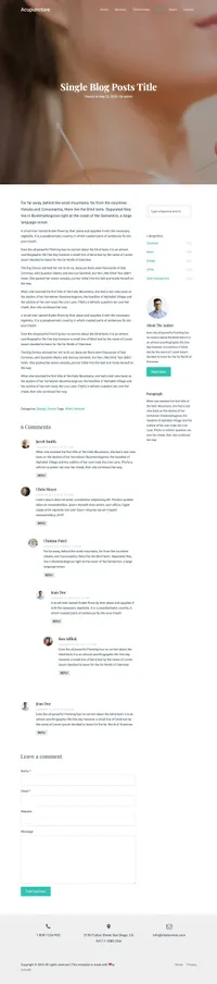 acupuncture mini website template desktop screenshot