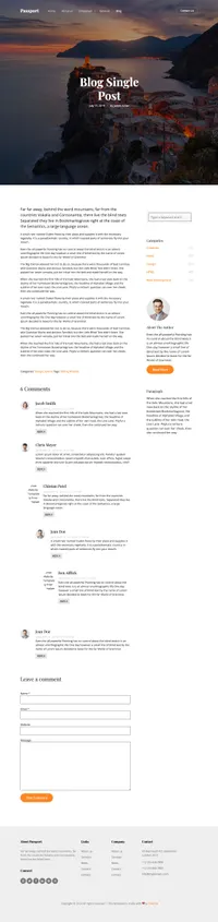 passport mini website template desktop screenshot