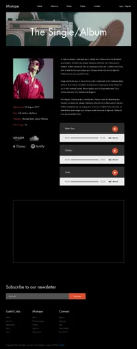 mixtape mini website template desktop screenshot