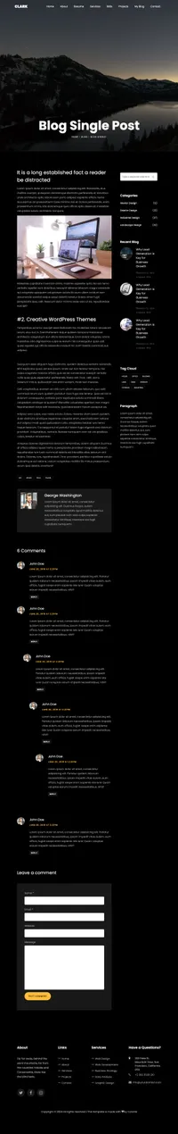 clark mini website template desktop screenshot