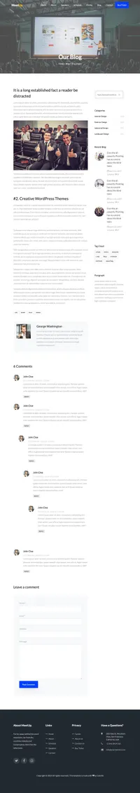 meetup mini website template desktop screenshot
