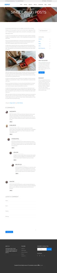 depot mini website template desktop screenshot