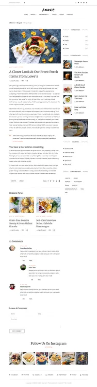 foode mini website template desktop screenshot