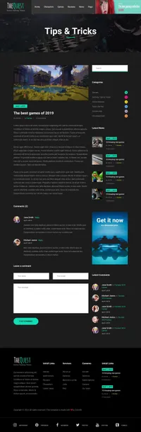 the-quest mini website template desktop screenshot
