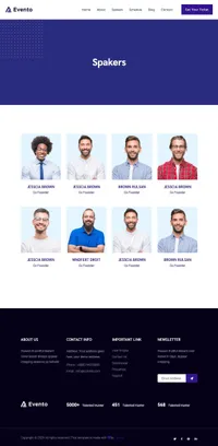 eventz mini website template desktop screenshot