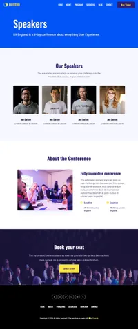 eventro mini website template desktop screenshot