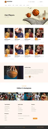 basketball mini website template desktop screenshot