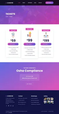 confer mini website template desktop screenshot