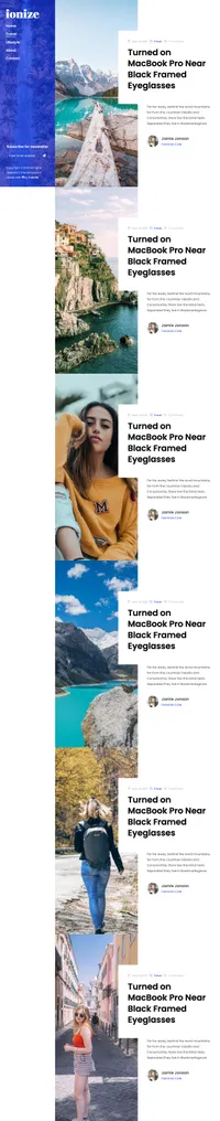 ionize mini website template desktop screenshot