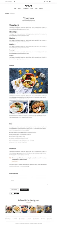 foode mini website template desktop screenshot
