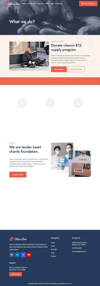 charitee mini website template desktop screenshot