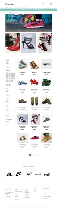 footwear mini website template desktop screenshot