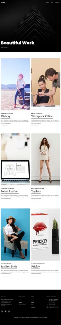 evans mini website template desktop screenshot